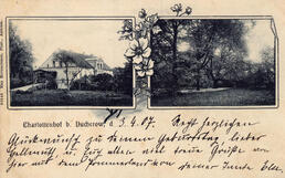 Historische Postkarte Gutshaus und Park Charlottenhof 1907 aus der Sammlung A. Kobsch, Stralsund